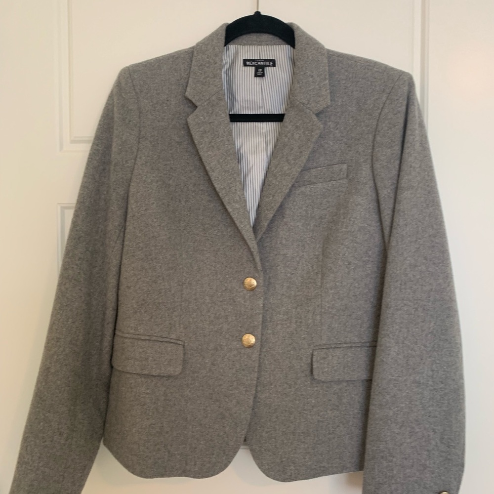 J. Crew Mercantile womens gray lined wool blazer - size 12